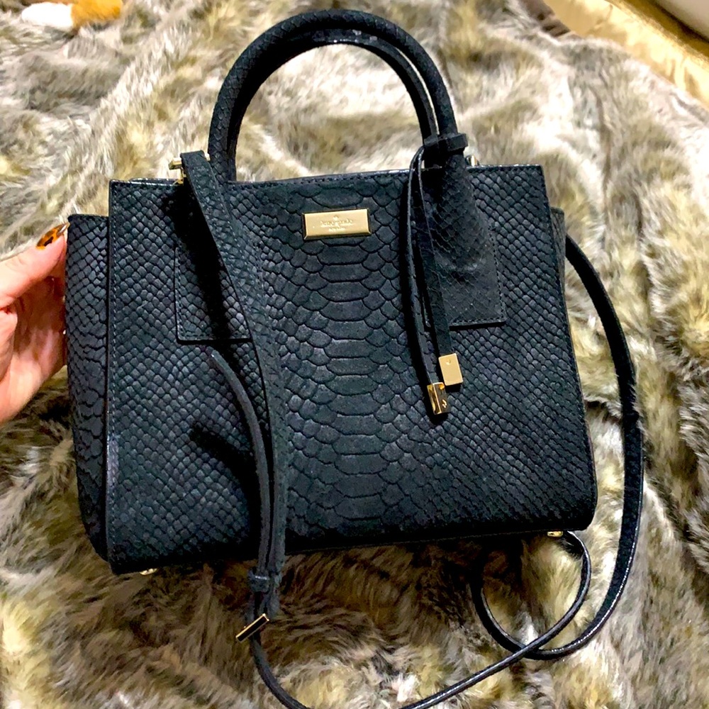 Kate Spade Meriwether Small Snakeskin Suede Tote